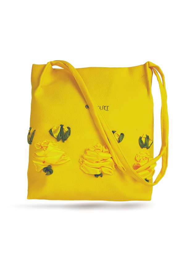 YELLOW FLORAL HAND BAG
